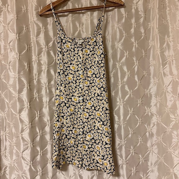 American Eagle AE Floral Button-Front V-Neck Mini Dress Sunflower - Picture 4 of 11